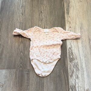 Soft Pink Floral Long Sleeve Baby Bodysuit